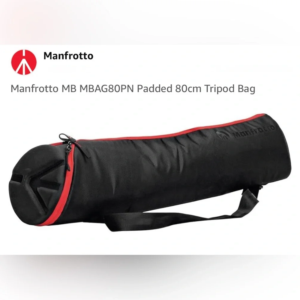 Manfrotto MB MBAG80PN 80cm Tripod Black w Red Trim Zippered Bag